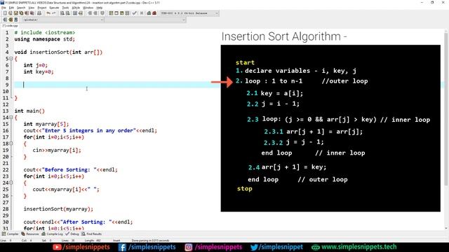 Insertion Sort Algorithm C++ Code in Data Structures | Part -2 | DSA смотреть онлайн