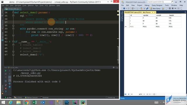 สอนไพธอน Python 3 + MS SQL Server: การผ่านพารามิเตอร์ใหักับ SQL command смотреть онлайн