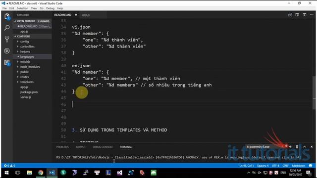 Học Nodejs Phần 3c Thiết lập đa ngôn ngữ sử dụng I18n IT Vlogs смотреть онлайн