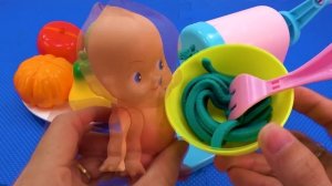 Сытное видео о том, как приготовить радужную лапшу Playdoh с фруктами ASMR