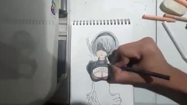 dibujo de 2b Nier: Autómata / Ghost dragón art смотреть онлайн
