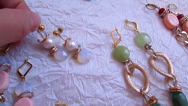 Много красивых сережек из натуральных камней от Кснии смотреть онлайн