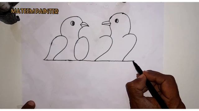 How to Draw Love Birds from 2022 | Bird Drawing | chitrkla | chitrakala | chitra kala | चित्रकला смотреть онлайн