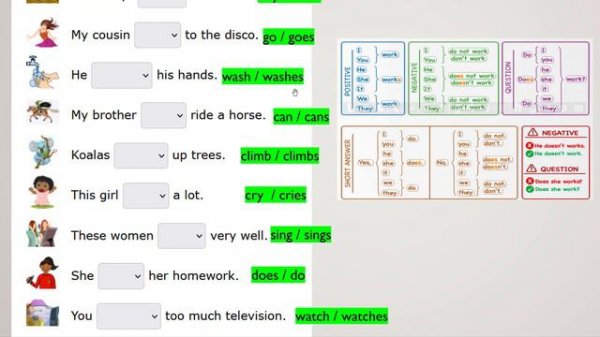 [FHD-124] Study Exercises for present simple, Grammar present simple exercises