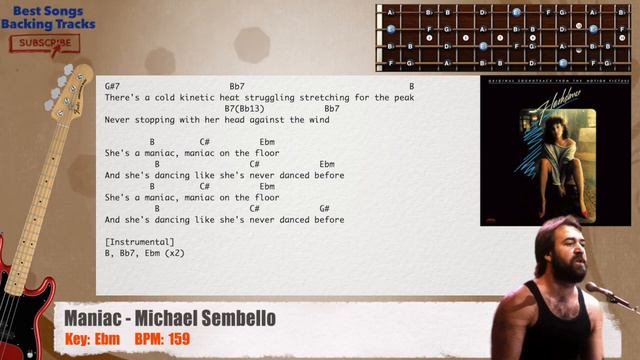 🎻 Maniac - Michael Sembello Bass Backing Track with chords and lyrics смотреть онлайн