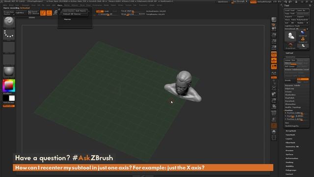 #AskZBrush: “How can I recenter my subtool in one axis?” смотреть онлайн