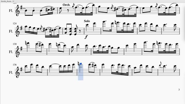 Saverio Mercadante, Rondo Russo, Flute Concerto in e-moll Op.57, sheet music смотреть онлайн