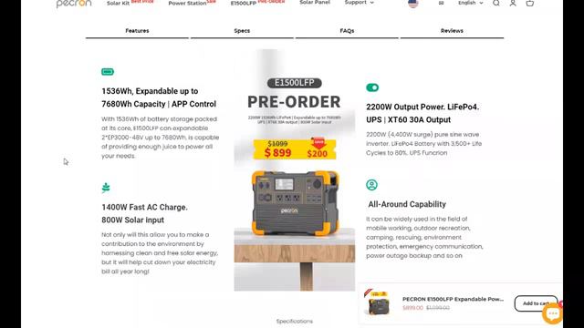 PECRON  E1500LFP Power Station (((((NEW INFORMATION)))))
