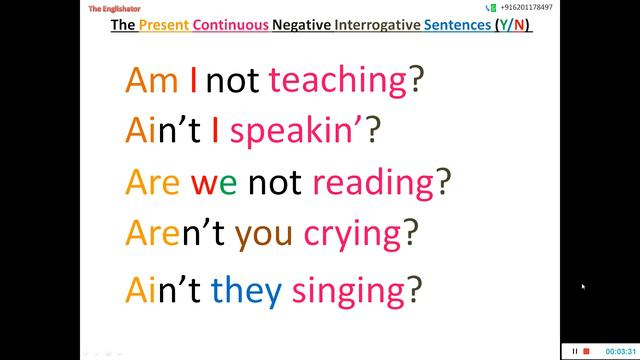 Present Continuous Tense: Interrogative Sentences смотреть онлайн