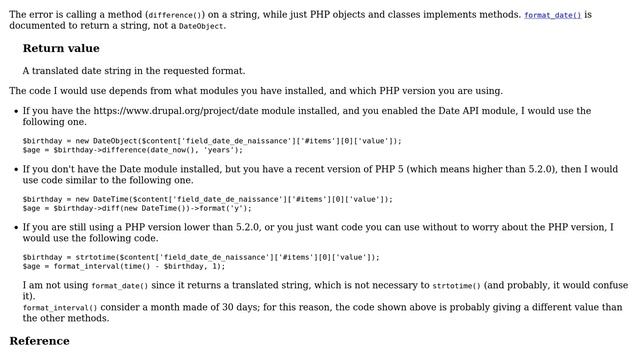 Drupal: Fatal error: Call to a member function difference() on string in error on tpl file смотреть онлайн