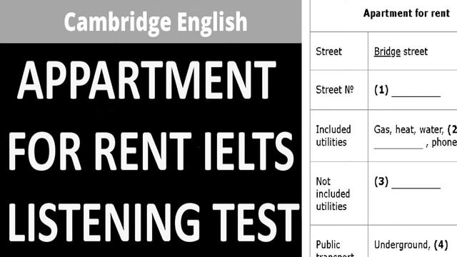 RENTING AN APPARTMENT || IELTS LISTENING PRACTICE TEST 2022 || IELTS ACTUAL TEST || CRACK IELTS