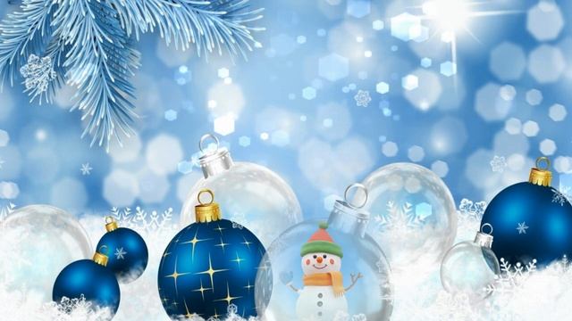 Футаж. Фон Новогодний_ синие_ прозрачные шары смотреть онлайн