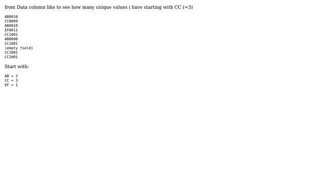 count unique values that start with specific criteria смотреть онлайн