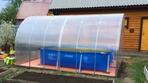 Вода +30!!! Бассейн в теплице. Красота. Теплица 3х4, бассейн 2х3 метра