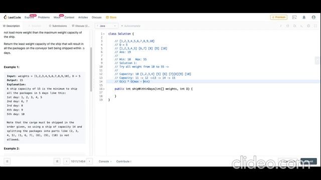 Leetcode 1011 Capacity To Ship Packages Within D Days JAVA How to figure it requires Binary Search? смотреть онлайн