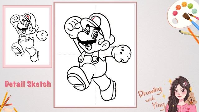 How to draw super mario? |Mario drawing|Mario Jump | Mario Game| the world of Mario |Free outline смотреть онлайн