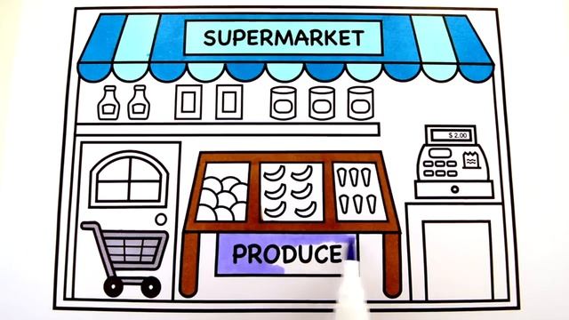 How to Draw a Supermarket Grocery Store for Kids ??? Grocery Store Drawing and Coloring for Kids смотреть онлайн
