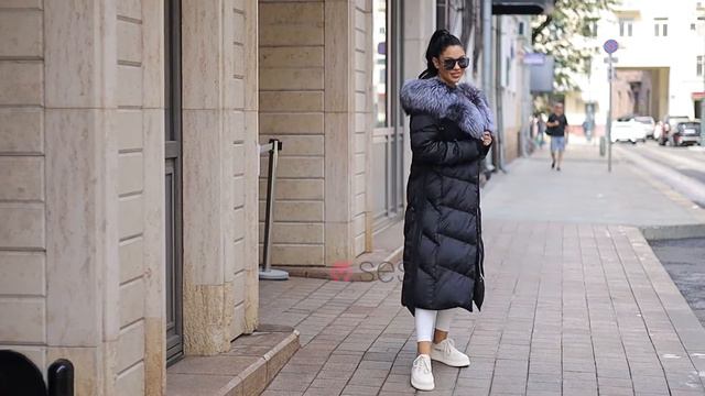 Пуховое пальто Hattie в черном цвете с мехом чернобурой лисицы смотреть онлайн