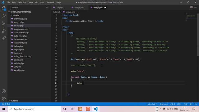 15- TUTORIAL PHP DASAR (ASSOCIATIVE ARRAY) смотреть онлайн