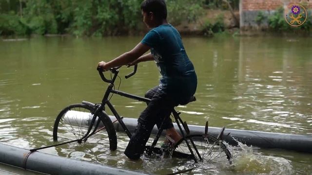 Amazing video of Boys Riding Water Bicycle in the Village Pond || MH4 TECH смотреть онлайн