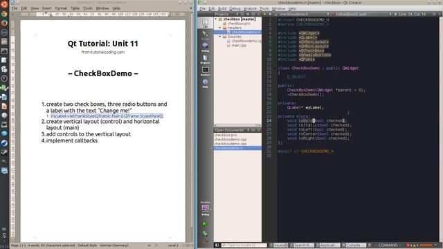 Qt Tutorial: Unit 11, Checkboxes смотреть онлайн