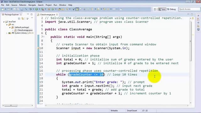 JAVA Tutorials for Beginners 39 Calculating a class average using the while statement and counter смотреть онлайн