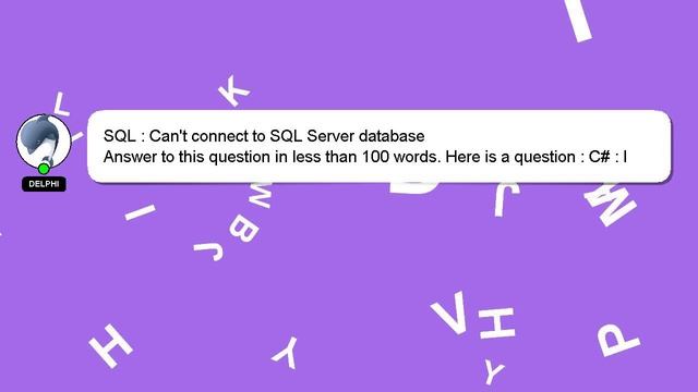 SQL : Can't connect to SQL Server database смотреть онлайн