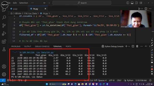 Lọc dữ liệu theo khung giờ cực kỳ đơn giản với python pandas | python excel | python cho người mới смотреть онлайн