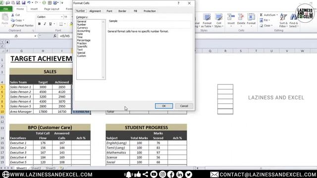 Calculate Target Achievement % Percent Using Excel | Laziness And Excel смотреть онлайн