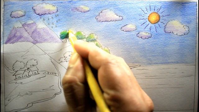 How TO Draw Water Cycle Step By Step/Water Cycle Drawing/school project смотреть онлайн