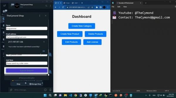 Telegram web app bot with Panel (React JS + Bot)