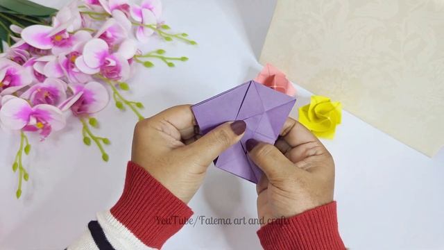 How To Make Easy Paper Flowers Origami DIY Paper Craft Idea | Flower Mastery | Fatema art and craft смотреть онлайн