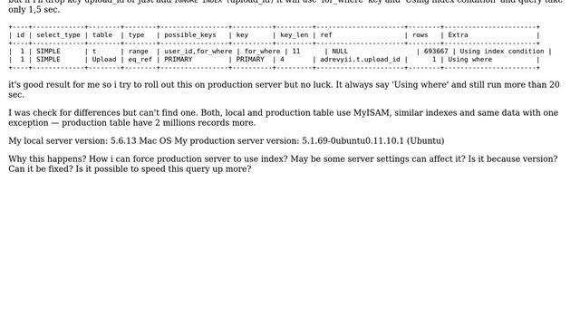 Databases: Can't force mysql to use index смотреть онлайн