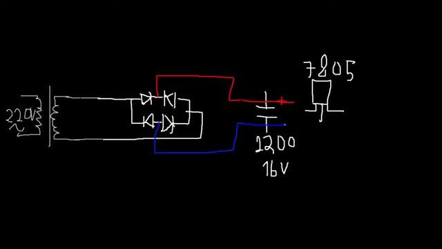 Стабилизированный источник питания на микросхеме 7805/Stabilized power supply on the 7805 microcirc смотреть онлайн