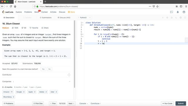 LeetCode in Python 16. 3Sum Closest - Michelle小梦想家 смотреть онлайн