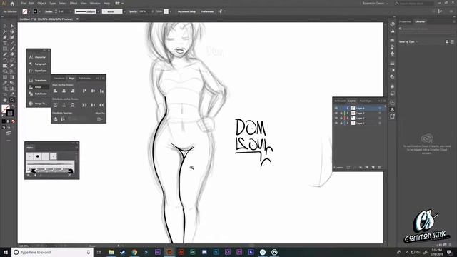 How To Draw Pinup Girls - Step By Step - Adobe Illustrator смотреть онлайн