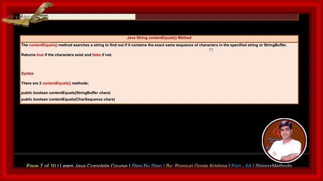Learn Java Complete Course | Step By Step | String Methods | By: Ponnuri Gopie Krishna | Part - 64 смотреть онлайн