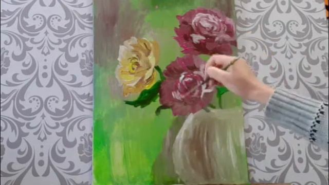 Painting a vase of peonies/ Still life with peonies by Livi's art release/ Gorgeous peonies in vase смотреть онлайн