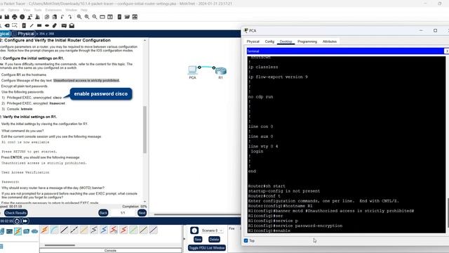 10.1.4 Packet Tracer - Configure Initial Router Settings смотреть онлайн