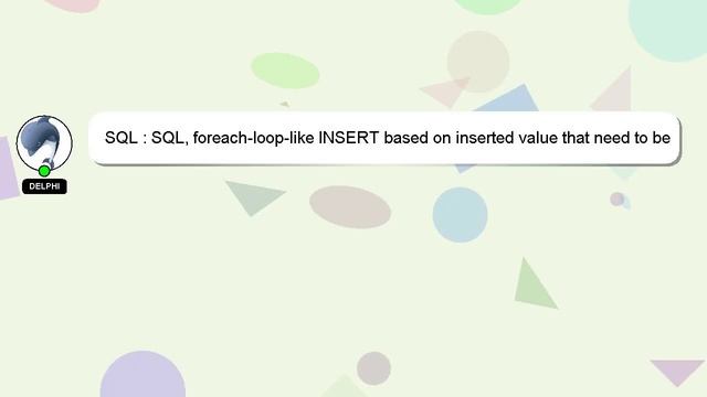 SQL : SQL, foreach-loop-like INSERT based on inserted value that need to be re-selected, possible? смотреть онлайн