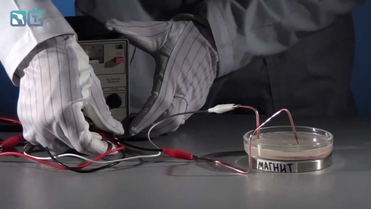 Вращение жидкости от электричества - физические опыты