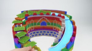 Как построить бассейн с водной горкой вокруг секретного подземного дома из магнитного шара