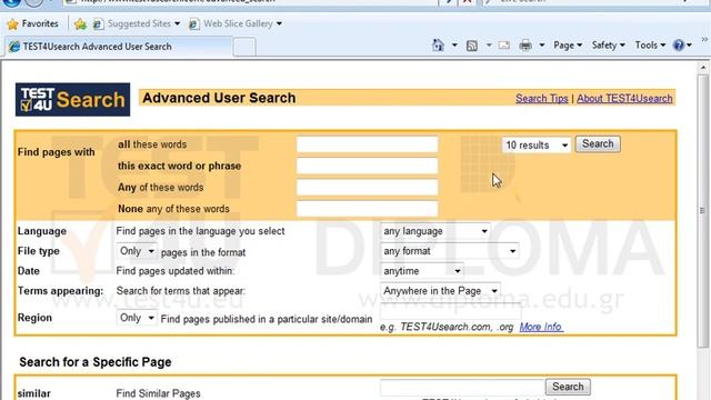 Search for pages displaying the keyword test4u on the Web using the advanced search option.... смотреть онлайн