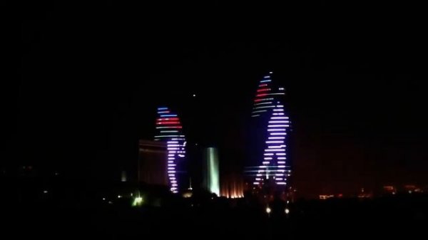 Flame towers LED illumination   Azerbaijan Baku