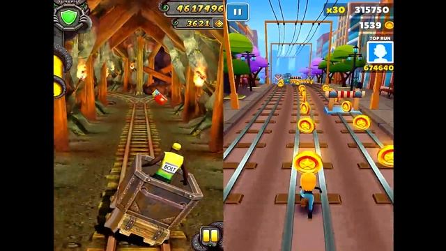Temple Run 2 Sky Summit VS Subway Surfers Buenos Aires Android iPad iOS Gameplay смотреть онлайн
