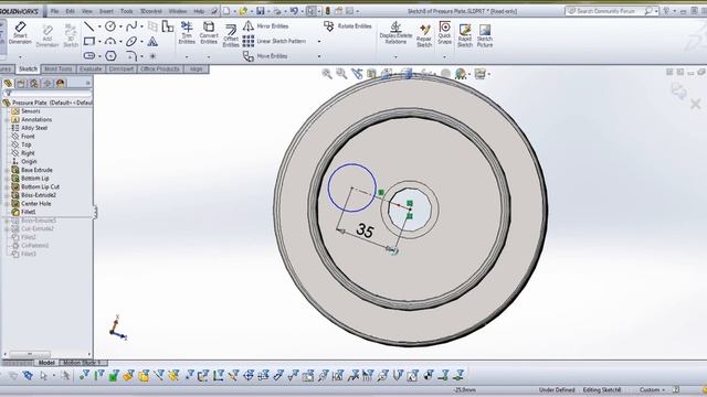 SolidWorks, Help Tutorial, "Center Min Max" Arc Condition on a Dimension Leader for Circles and Arc смотреть онлайн