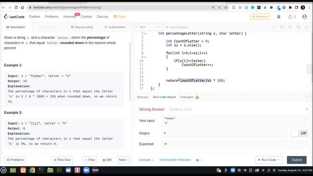Leetcode 2278. Percentage of Letter in String (Arabic) смотреть онлайн