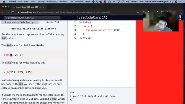 Use RGB values to Color Elements (Basic CSS) freeCodeCamp tutorial смотреть онлайн