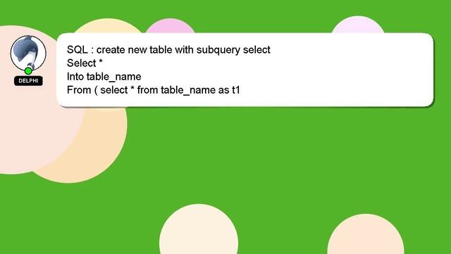 SQL : create new table with subquery select смотреть онлайн