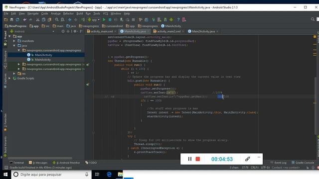 Mudar para nova Activity a partir de um Progress Bar e mudar a cor do Progress Bar Android Studio смотреть онлайн